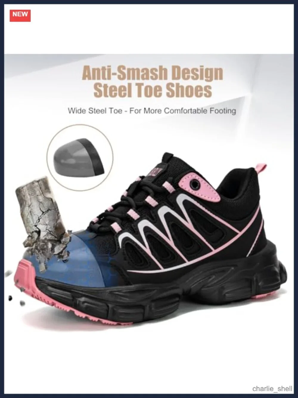 Steel Toe Work Shoes Non Slip Lightweight Kevlar Midsole Safety Sneakers